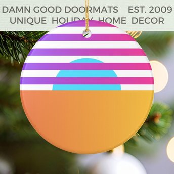 Desert Sunset Christmas Ceramic Ornament