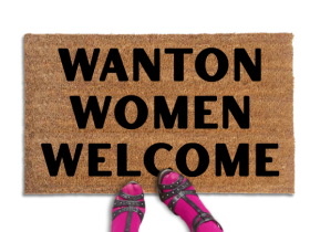 Coir doormat printed with Wanton Women