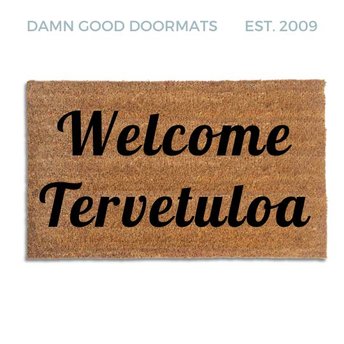 Bilingual English tervetuloa Finnish-  welcome in doormat