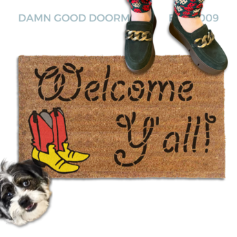 Welcome Y'all cowboy boots door mat