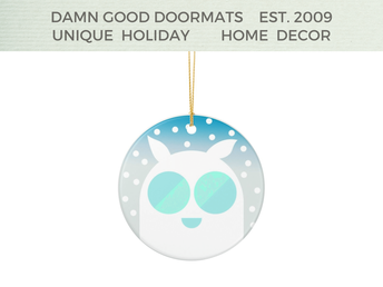 Cute Snowy Mothman Ornament Ceramic Christmas Tree Decoration | Space Holiday Decor