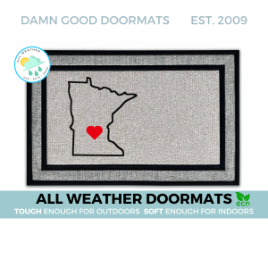 Custom STATE with heart doormat