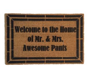 Welcome to the Home of Mr. and Mrs. Awesome Pants™ wedding gift doormat
