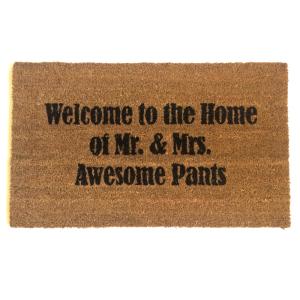 Welcome to the Home of Mr. and Mrs. Awesome Pants™ wedding gift doormat