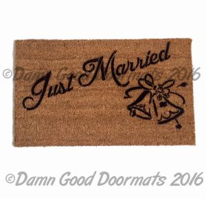 Just Married wedding bells doormat