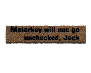 skinny Biden blue wave doormat reading malarkey will not go unchecked coir mat