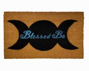 Coir Wiccan Blessed Be Goddess Moon witchy welcome outdoor doormat