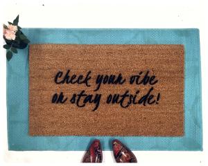 Check your vibe or stay outside boho style doormat