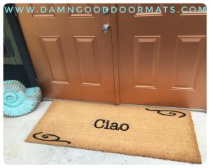doublewide extra large french doors Ciao Italian welcome doormat
