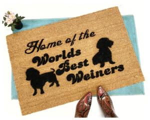 home of World's best weiner daschund dog lover doormat
