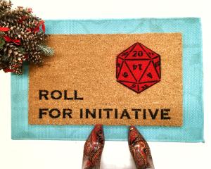 Dungeons and Dragons, Roll for initiative RPG doormat 20 sided die