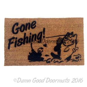 Gone Fishing Lake Beach house retirement gift doormat