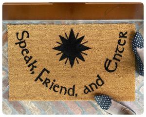 Elvish 1 color JRR Tolkien Speak Friend and Enter doormat