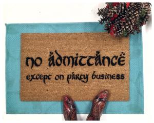 Bilbo no admittance except on party business nerdy doormat Tolkien doormat