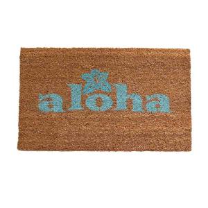 aloha tiki doormat welcome aqua paint on natural coir doormat