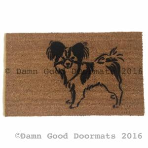 Papillion dog pet portrait doormat