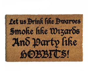 Party like HOBBITS outdoor coir doormat quote from JRR Tolkien's Lord of the Rin