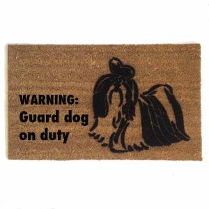 Shih Tzu Funny Warning: Guard dog on duty doormat