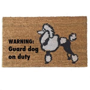 Toy Poodle WARNING: Guard dog on duty funny doormat
