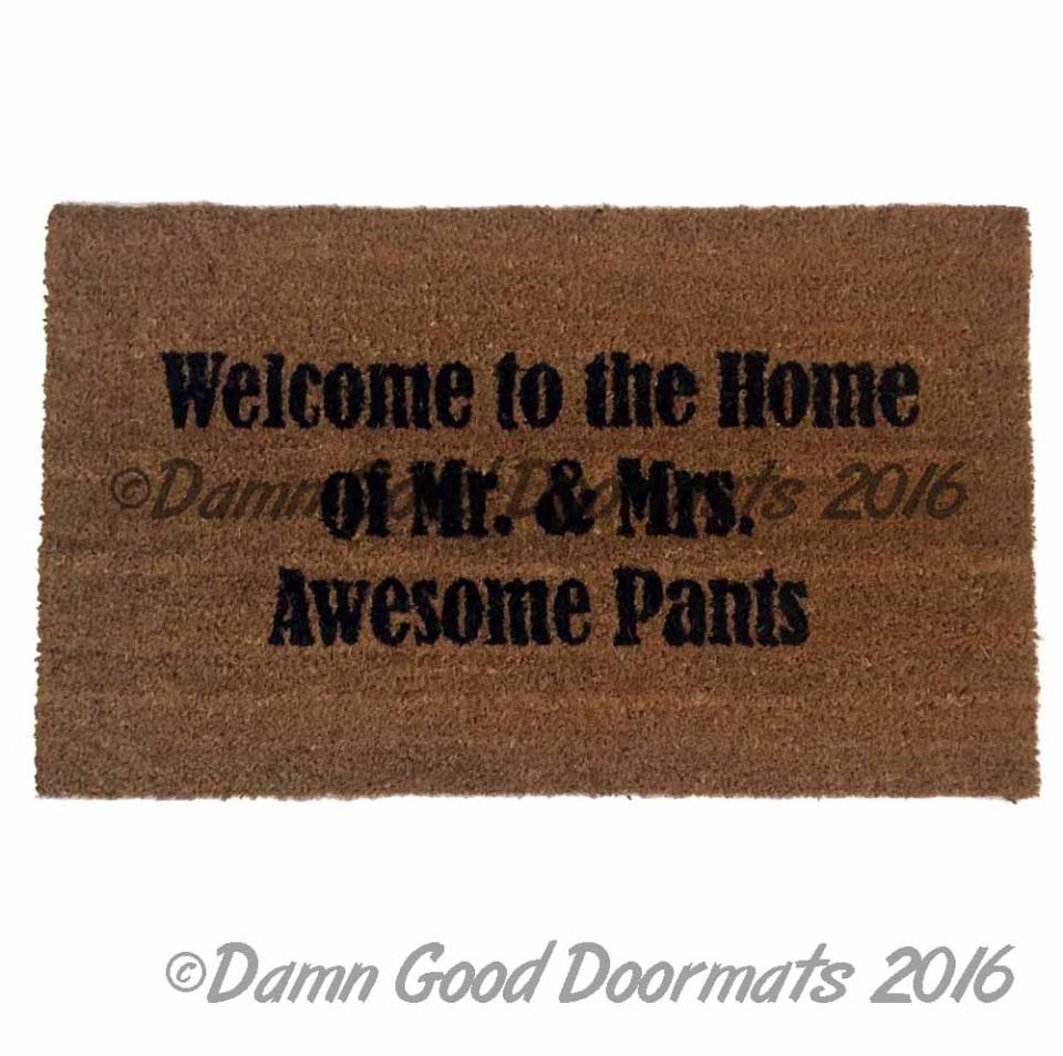 Just Married wedding bells doormat