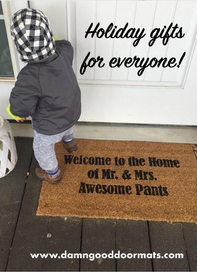 Welcome to the home of Mr. & Mrs. Awesome pants wedding gift doormat