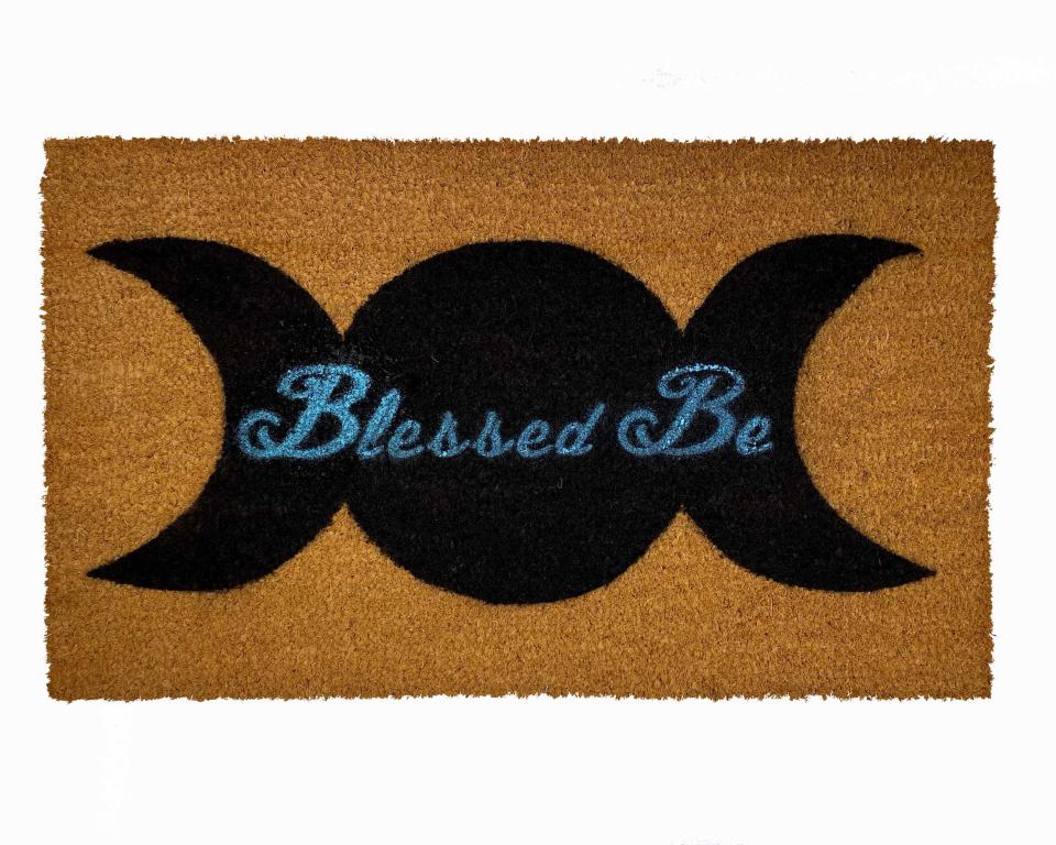 Coir Wiccan Blessed Be Goddess Moon witchy welcome outdoor doormat