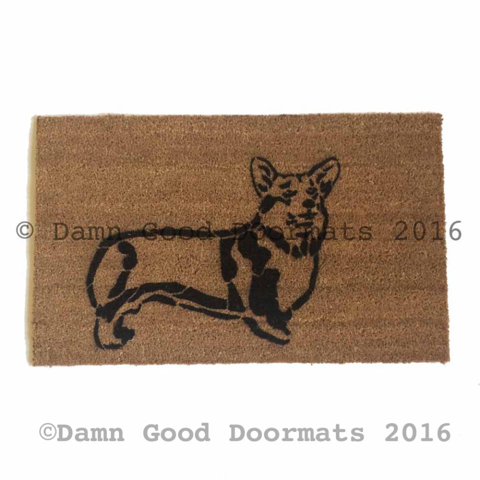 welsh corgi doormat pet portrait dog