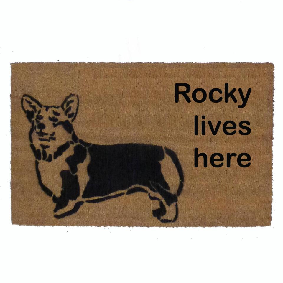 Custom Name welsh corgi doormat