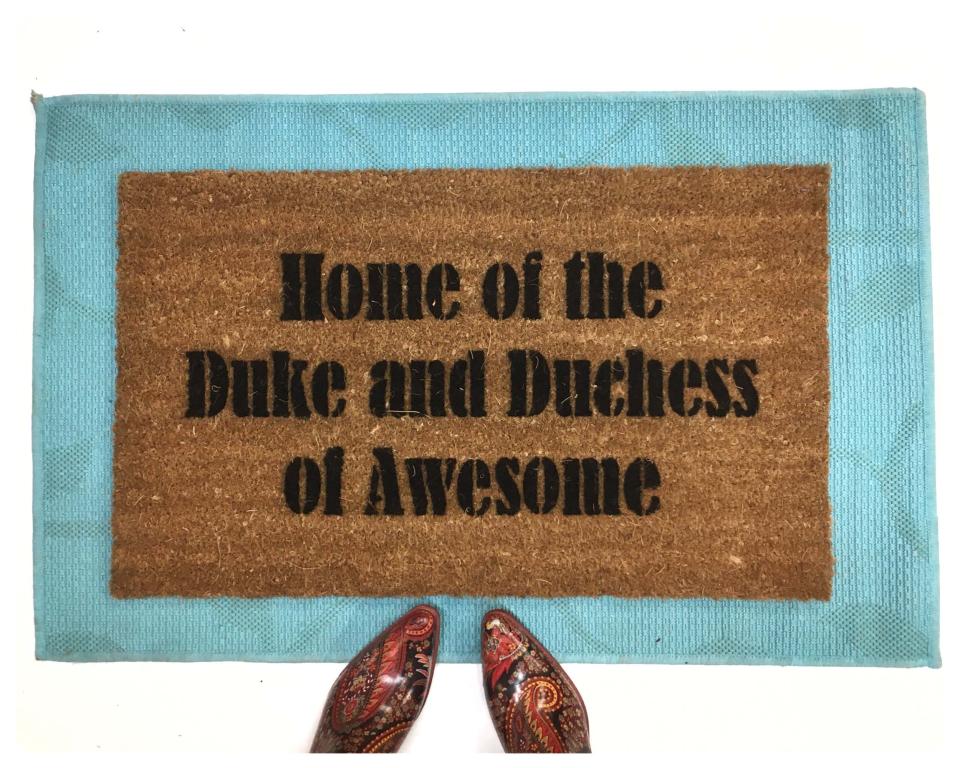Home of the Duke & Dutchess of Awesome anniversary wedding gift damn goo doormat