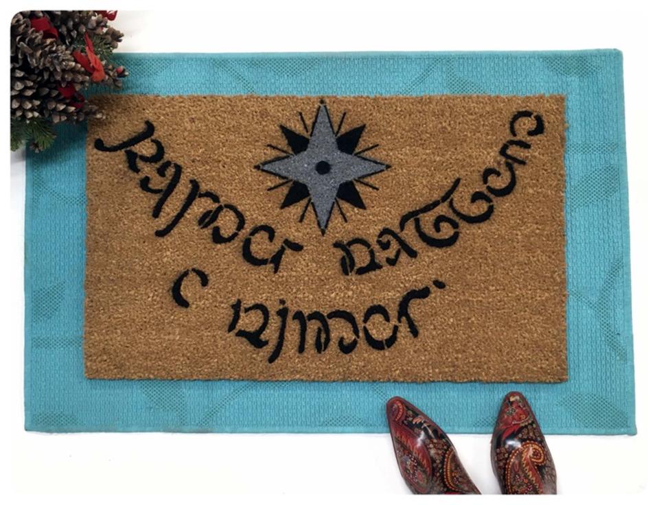 Tolkien Quote JRR Tolkien Speak Friend and Enter Star Feanor doormat