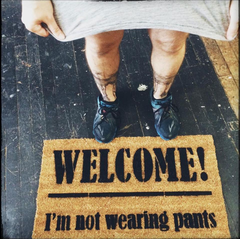 Welcome! I'm not wearing any pants, funny , rude doormat