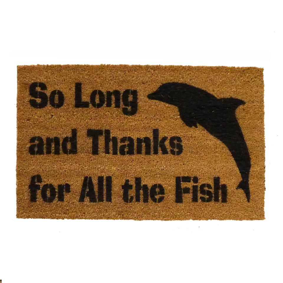 so long thanks for all the fish douglas adams hitchikers guide galaxy nerdy gift