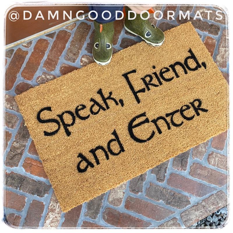 Tolkien  Speak, Friend, and Enter doormat shire JRR Tolkien quote nerdy doormat