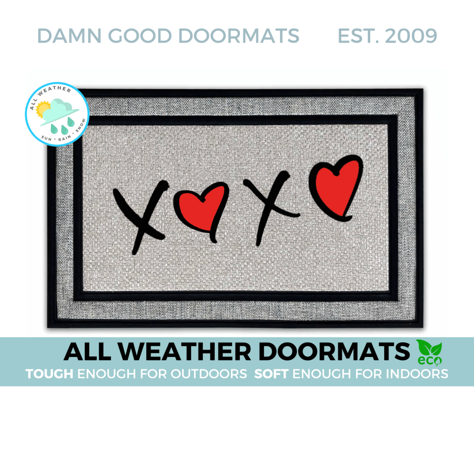 Valentine's Day Hugs and Kisses indoor outdoor all-weather doormat