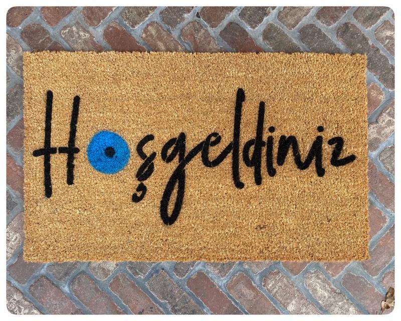 Turkish Evil Eye Hoşgeldiniz damn good doormat