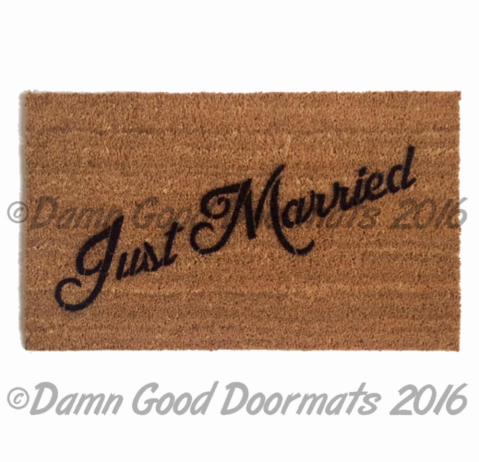 Just Married wedding bells doormat