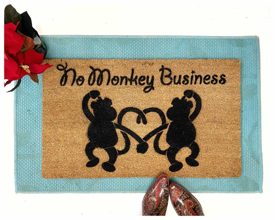 No Monkey Business funny welcome doormat