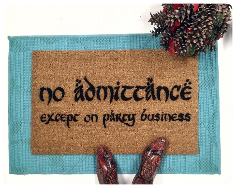 Bilbo no admittance except on party business nerdy doormat Tolkien doormat