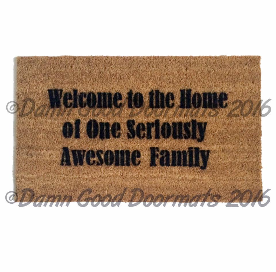 Welcome to the home of Mr. & Mrs. Awesome pants doormat wedding housewarming