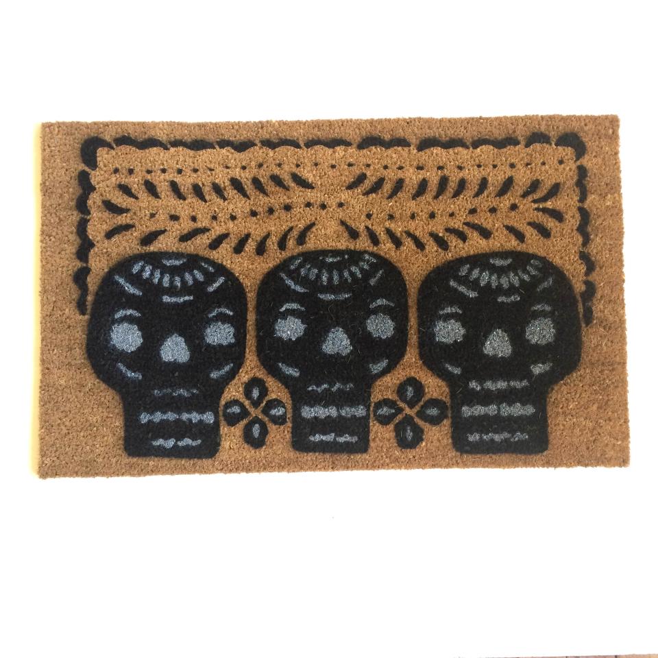 Halloween sugar skulls Mexican Papel Picado Day of the Dead doormat