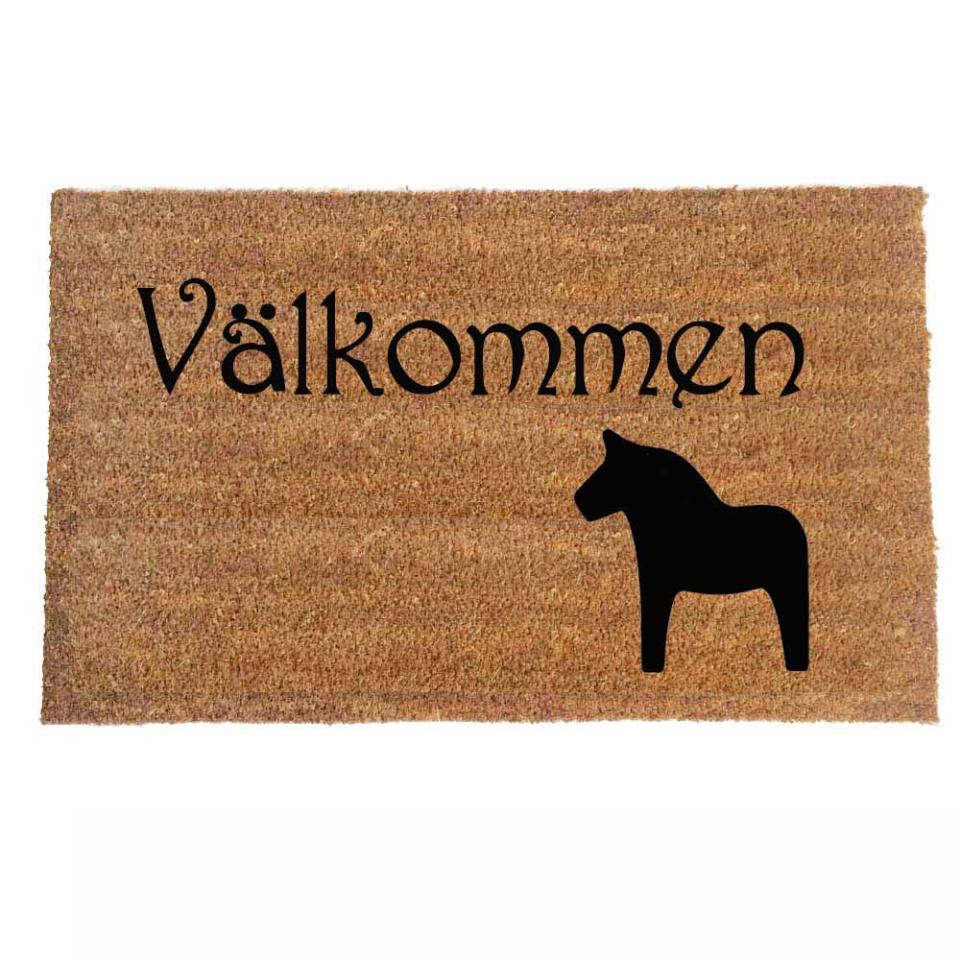 Välkommen!! This Scandanavian decor doormat is Swedish for Welcome