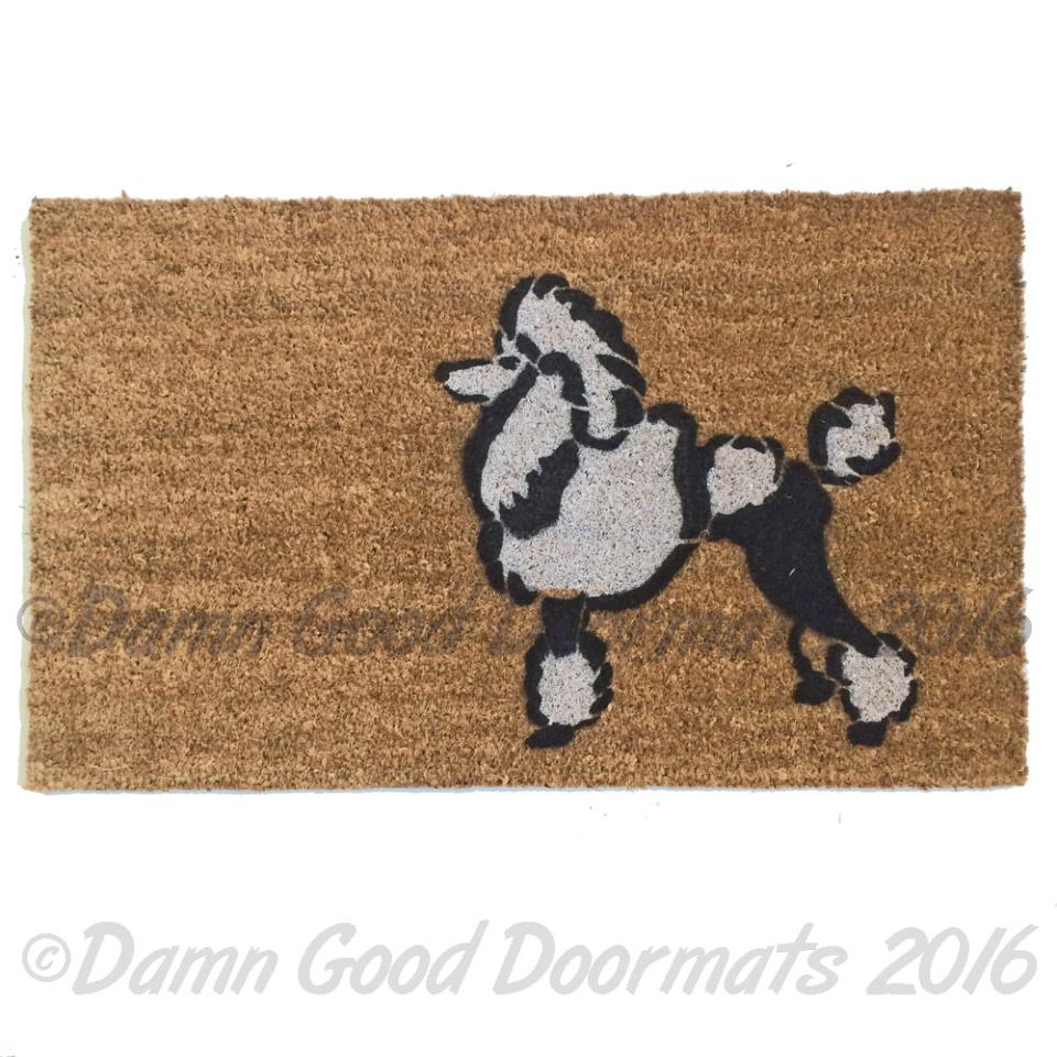 Toy Poodle WARNING: Guard dog on duty funny doormat