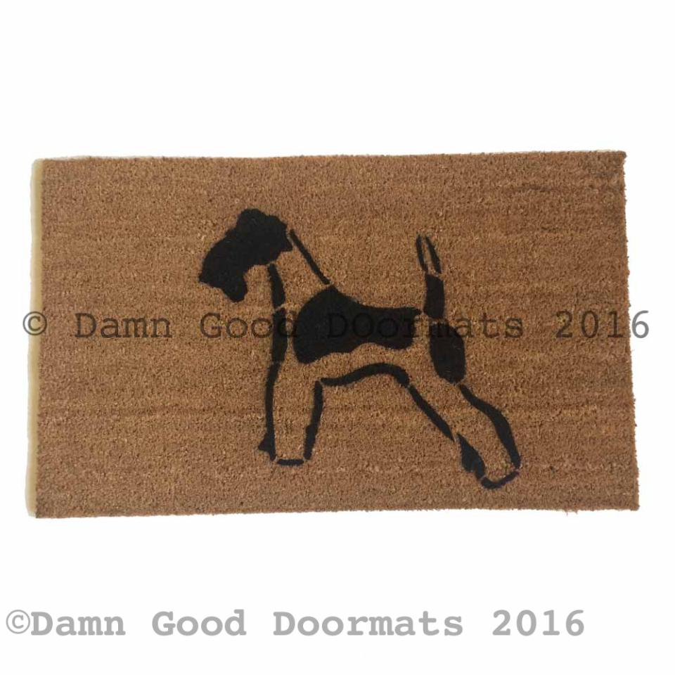 Wire Terrier Warning: Guard dog on duty funny doormat