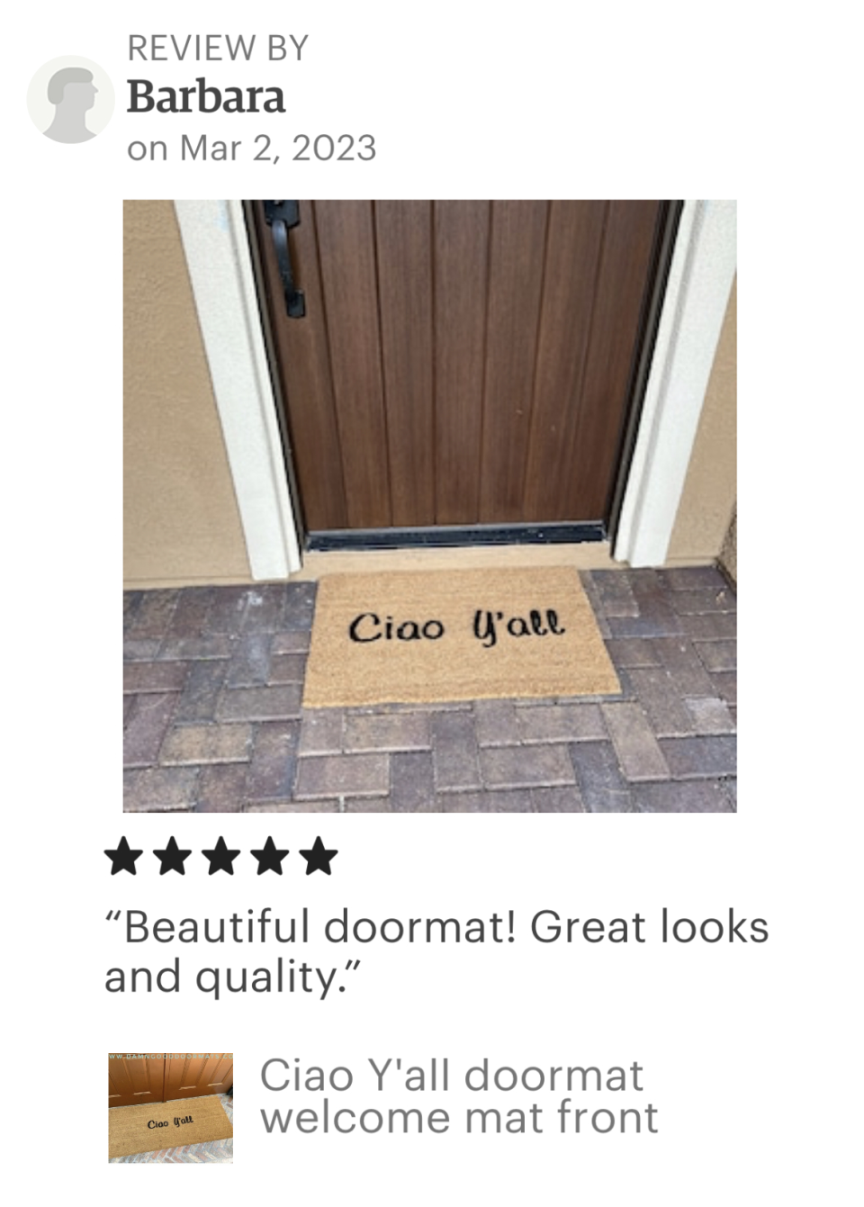 Ciao Y'all Southern Italian doormat
