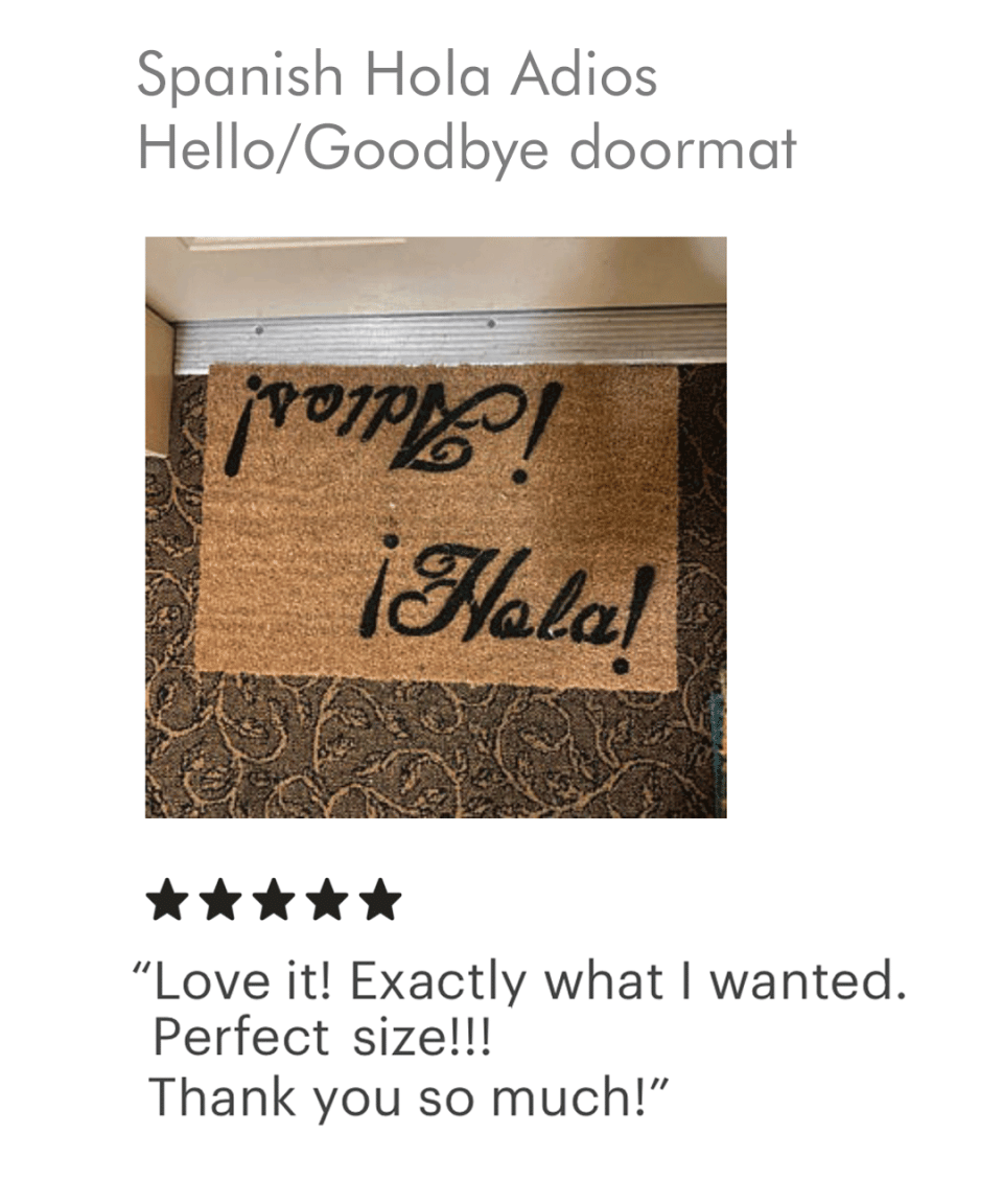 Spanish Hola Adios Hello/Goodbye doormat
