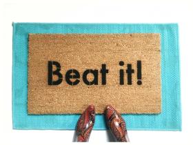 Beat it! Funny Micheal Jackson go away mat from Damn Good Doormats