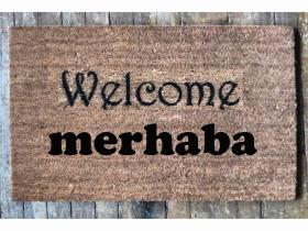Bilingual English Turkish merhaba welcome mat