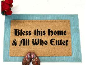 Bless this home and all who enter sweet christmas doormat damn good