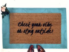 Check your vibe or stay outside boho style doormat