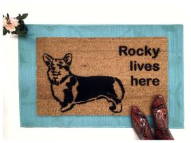 Custom Name welsh corgi doormat